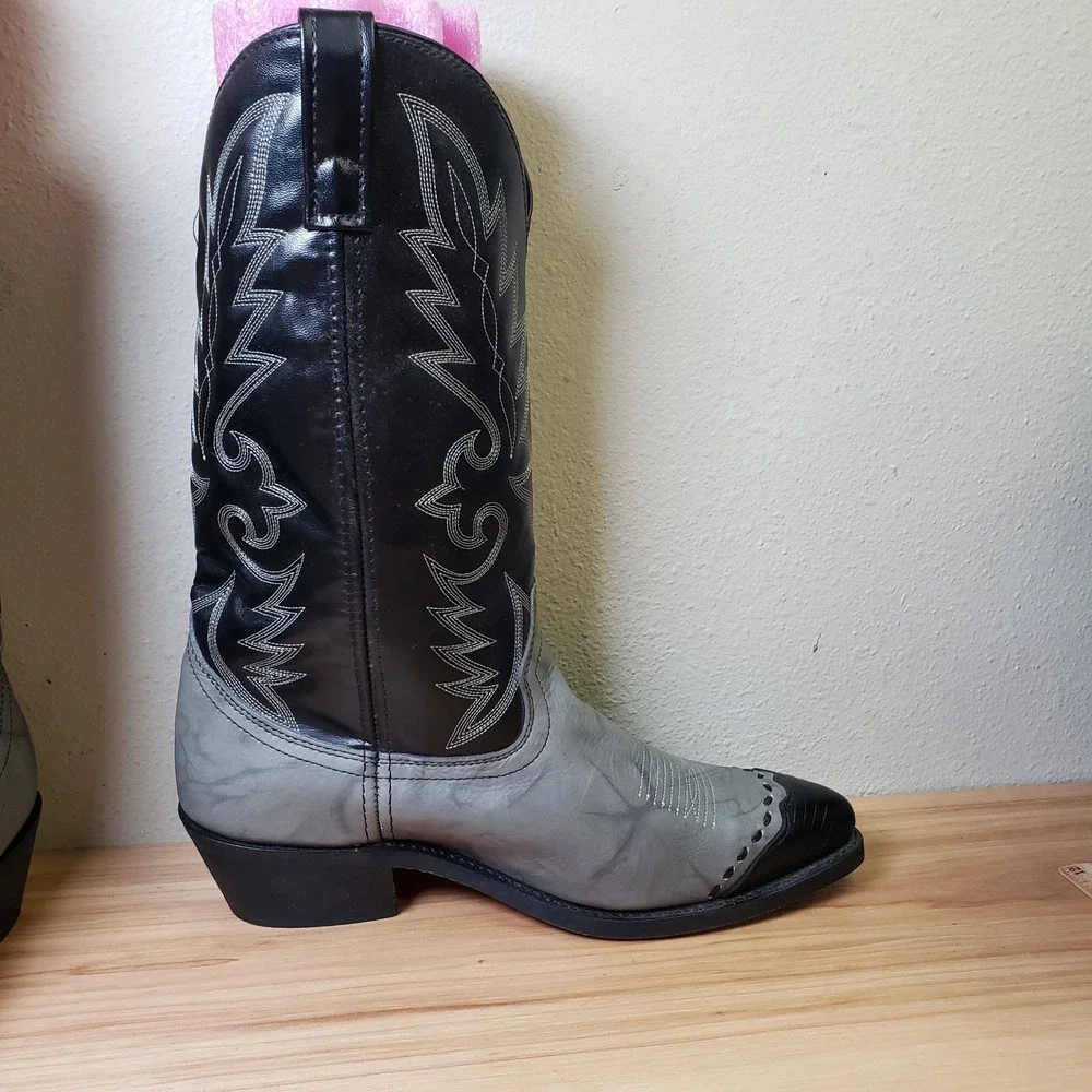 Laredo Men's Size 10.5 Extra Wide Flagstaff Western Boots Black Gray Cowboy
